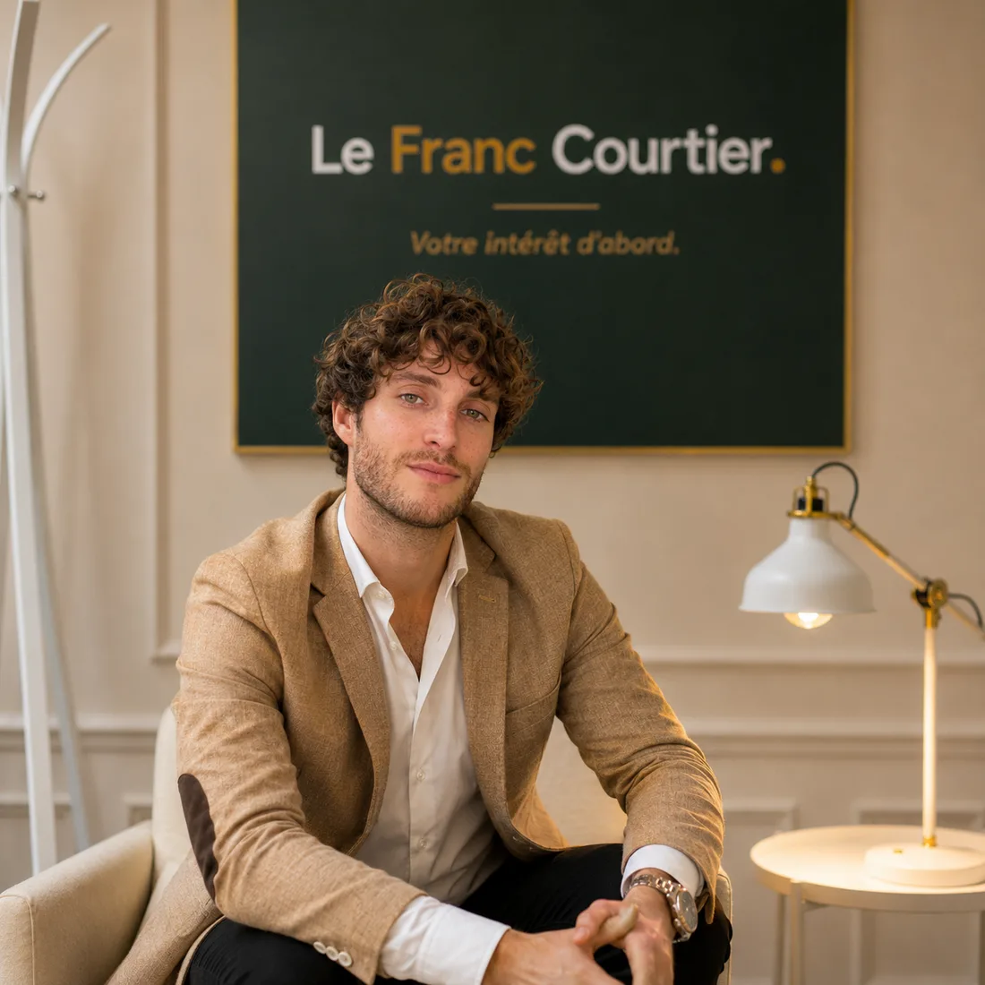 Adam Sordes, fondateur du Franc Courtier, dans son cabinet